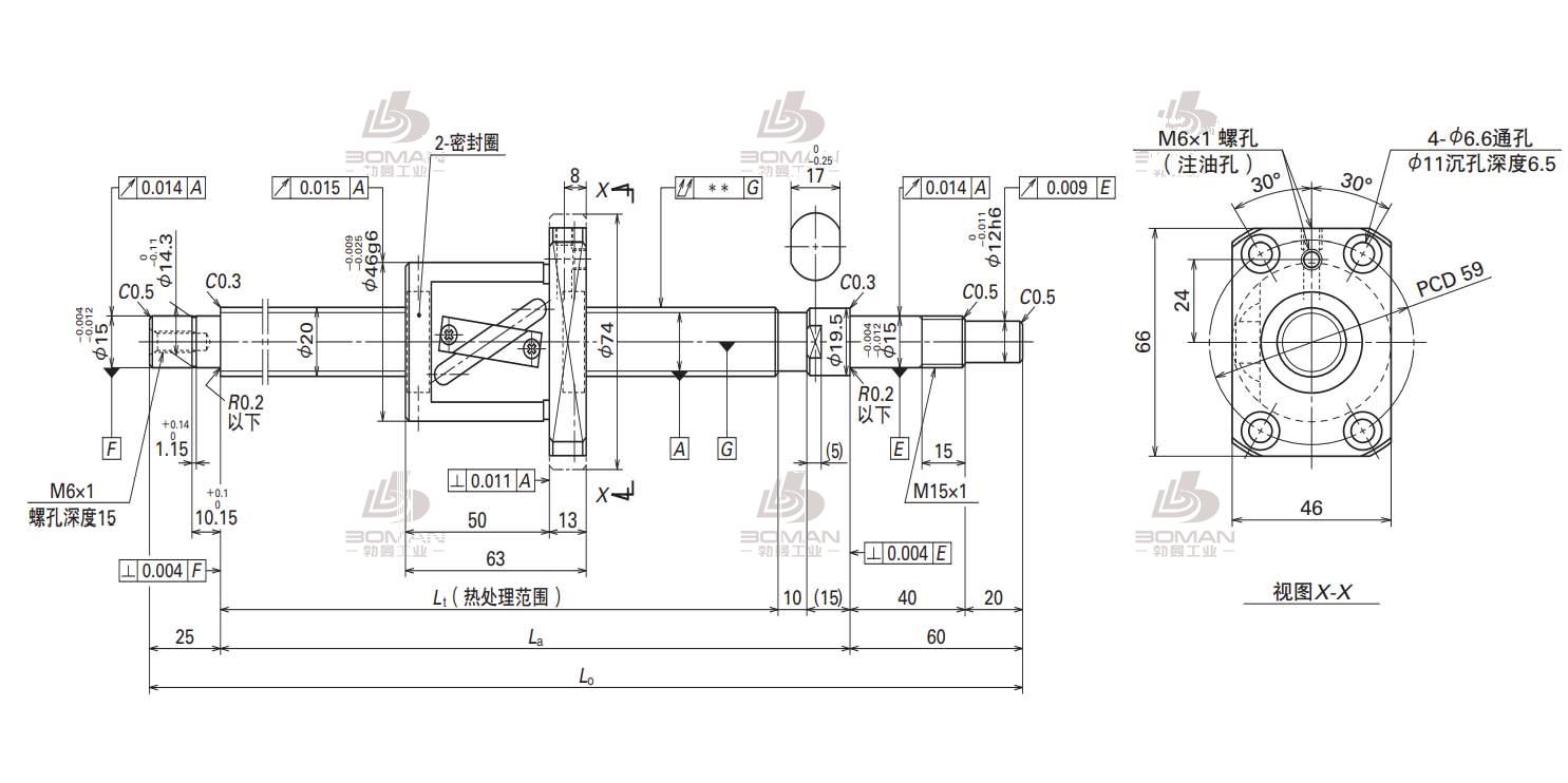 W2009FA-4-C5T20-轴端完成品滚珠丝杠