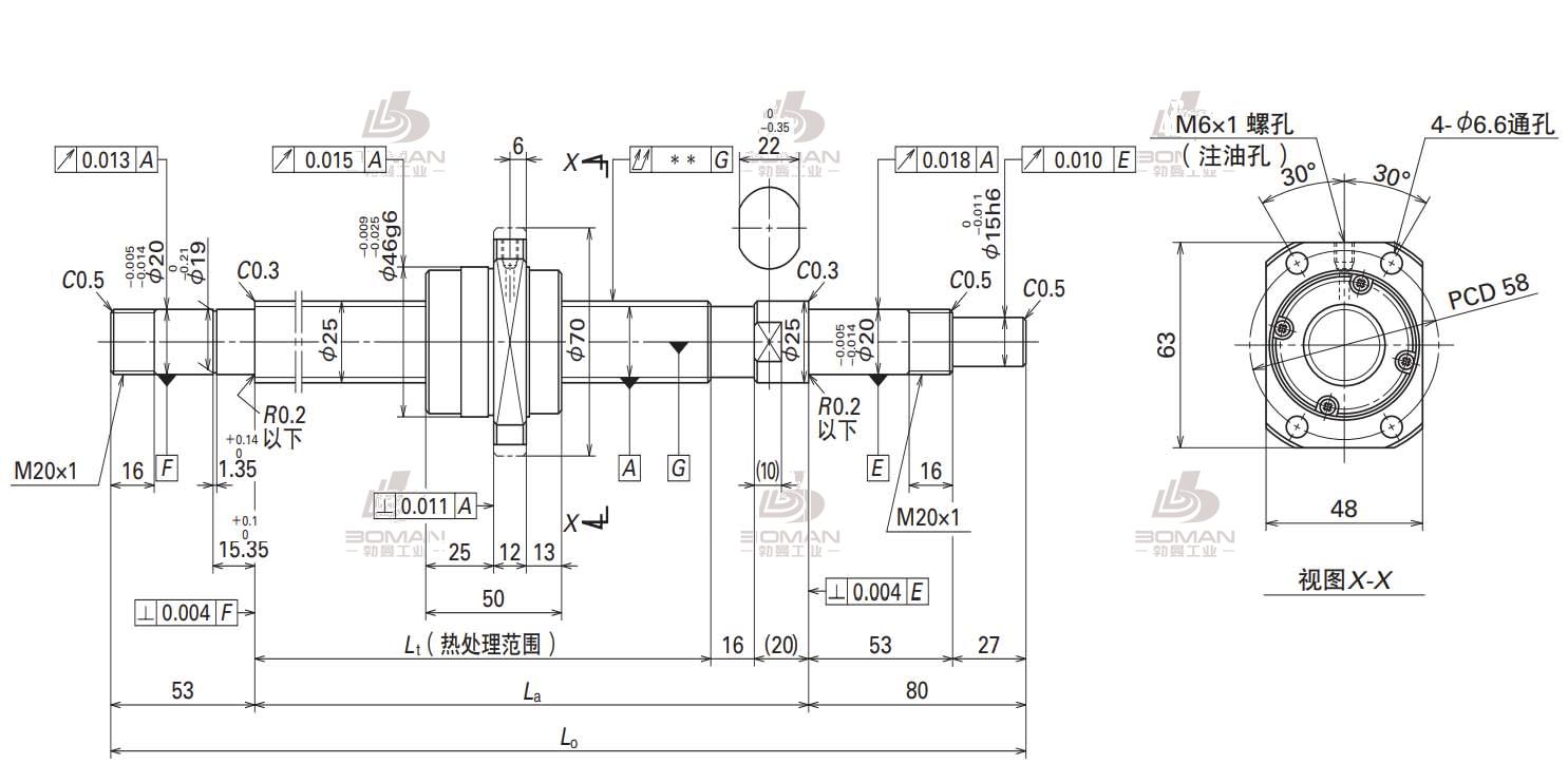 W2508FA-1PGX-C5Z50-FA标准滚珠丝杠