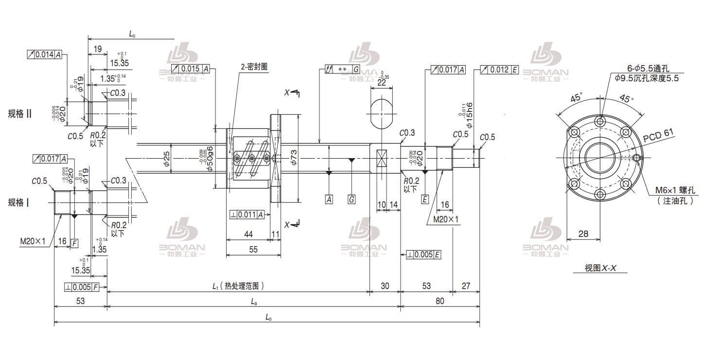 W2504SA-2P-C5Z5-FA标准滚珠丝杠