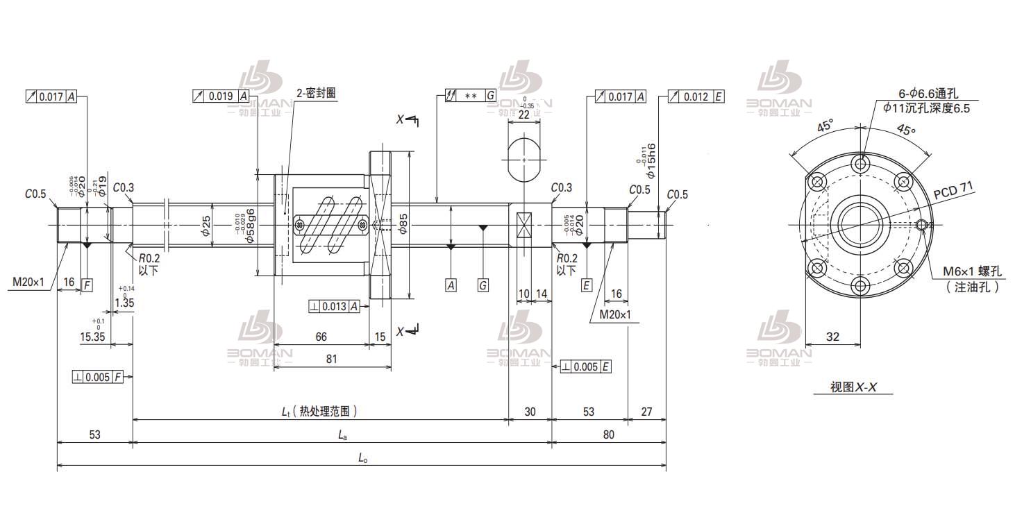 W2507SA-4P-C5Z10-轴端完成品滚珠丝杠