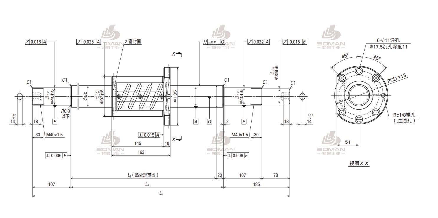 W5005SA-2Z-C5Z10-SA标准滚珠丝杠