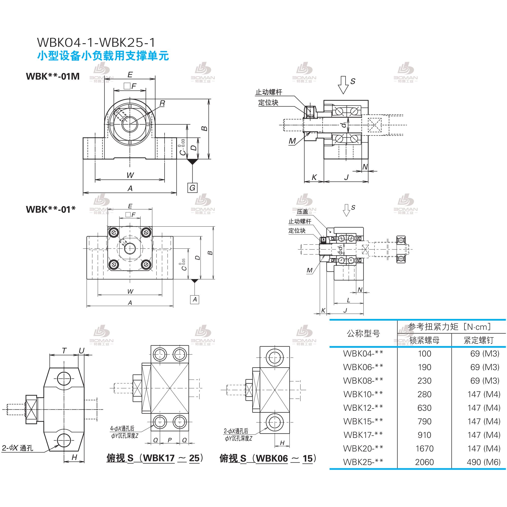 WBK10-01A-小型机器轻载荷用支承单元