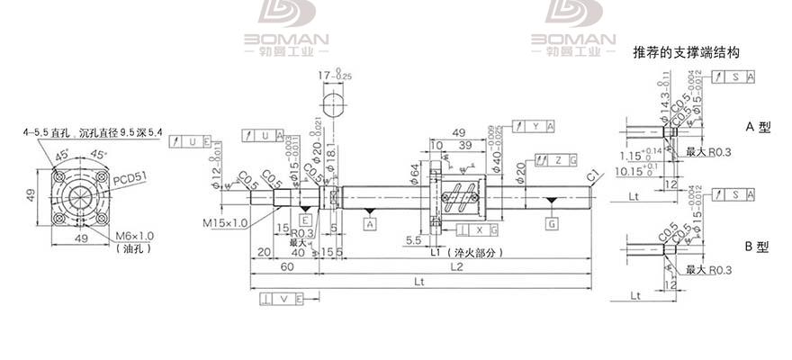 KURODA GP2004ES-AALR-0605B-C3F 黑田丝杆替换尺寸图解视频