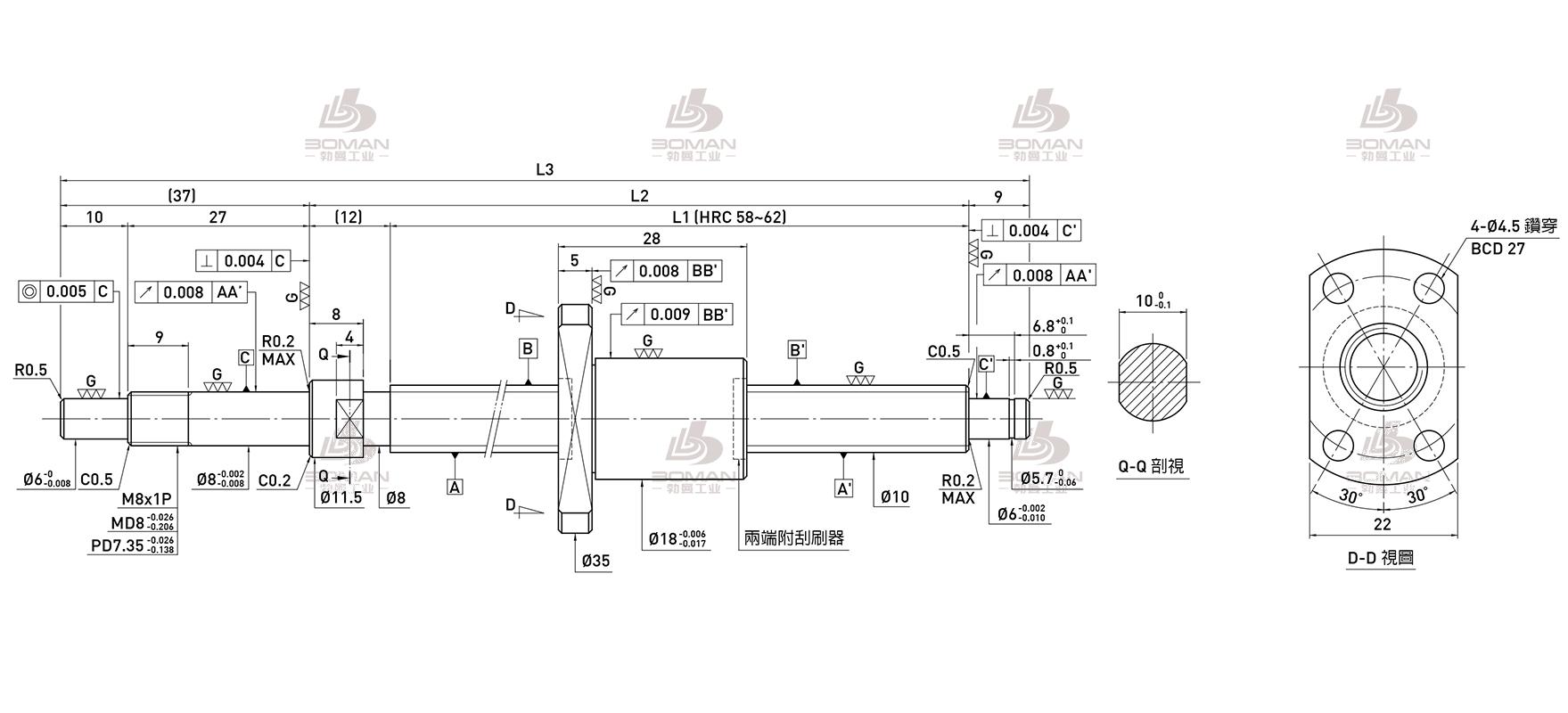 HIWIN上银 R10-2T3-FSI-100-158-0.008 上银导轨丝杆大陆有产吗