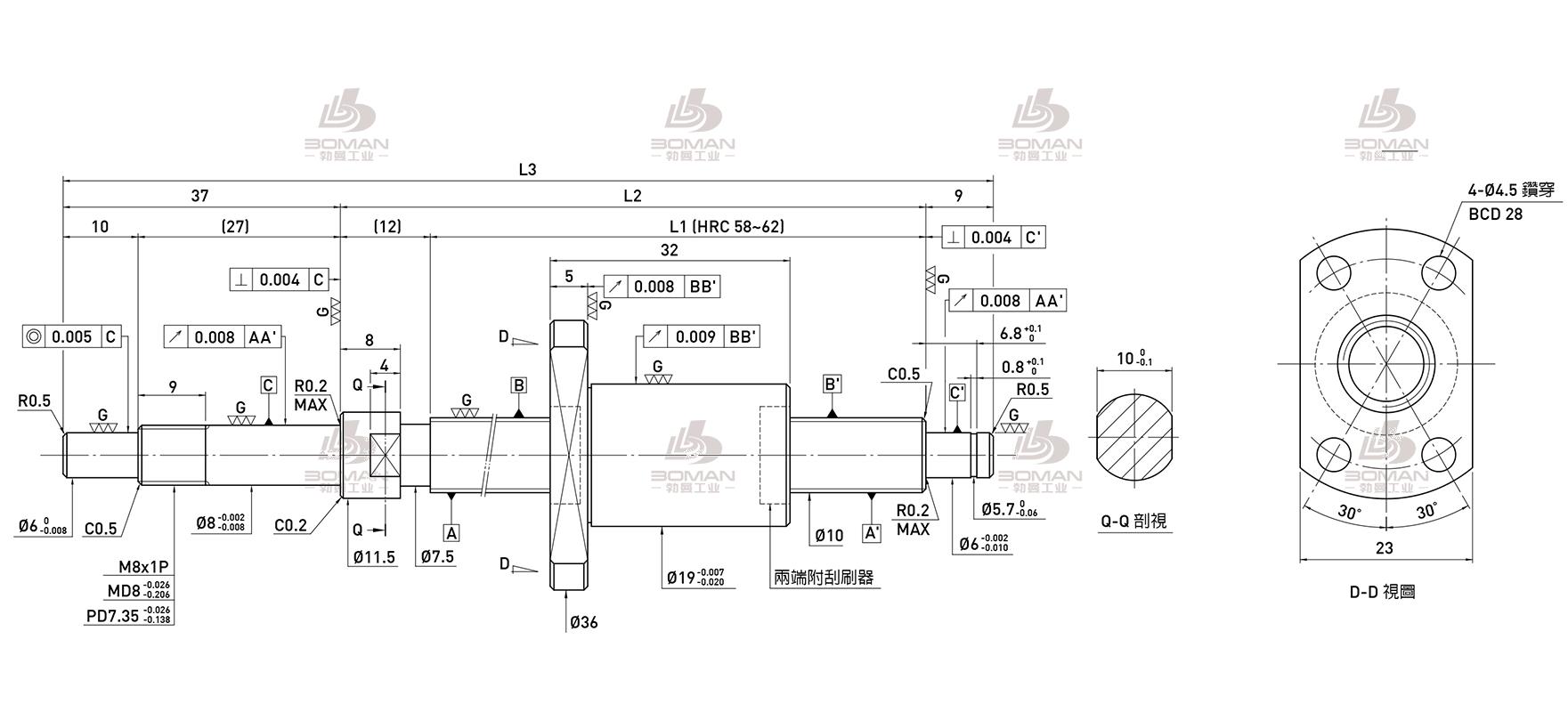 HIWIN上银 R10-2.5T3-FSI-100-158-0.008 上银导轨丝杠样本