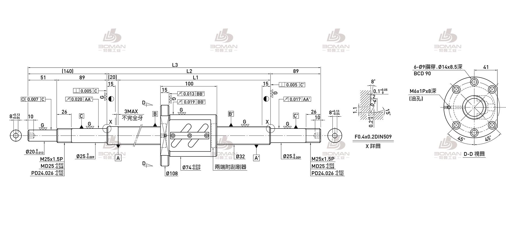 HIWIN上银 R32-10B1-OFSW-480-660-0.018 上银中空丝杆电机