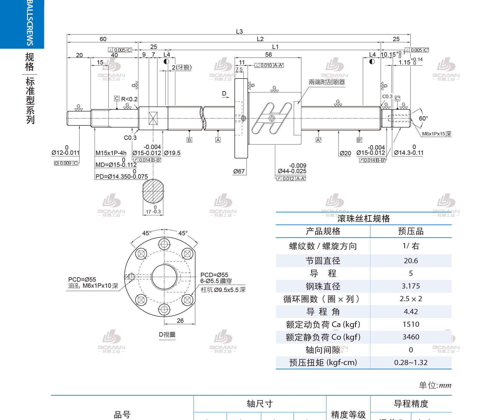 PMI 1R20-05B2-1FSWC-375-485-0.018 pmi丝杠德玛吉